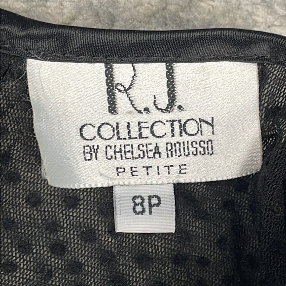 NWT Vintage RJ Collection Chelsea Rousso Velvet Swiss Dot Mesh Shift Dress Black - Picture 6 of 10